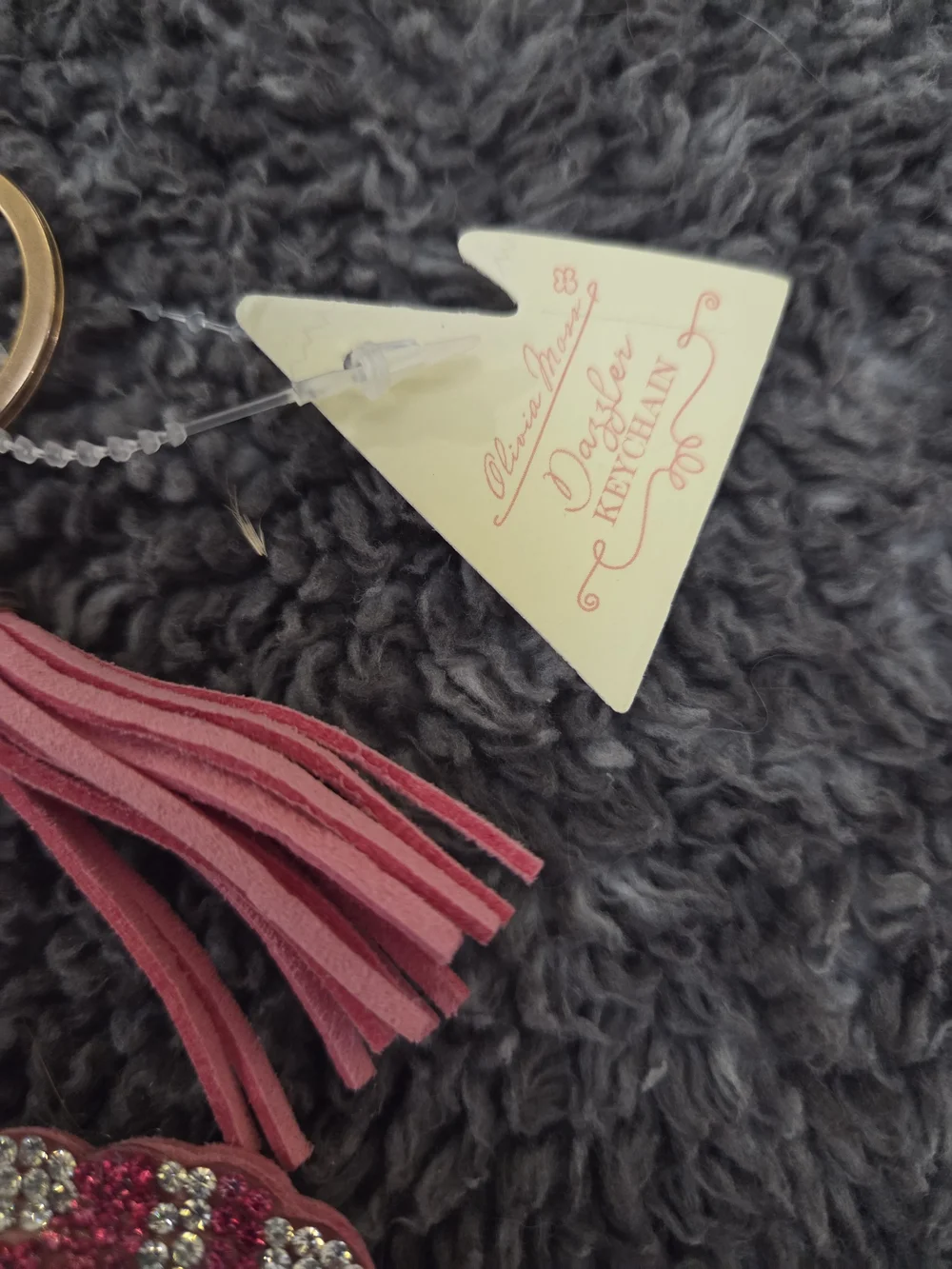 Pink Rhinestone Llama  Keychain with Tassel